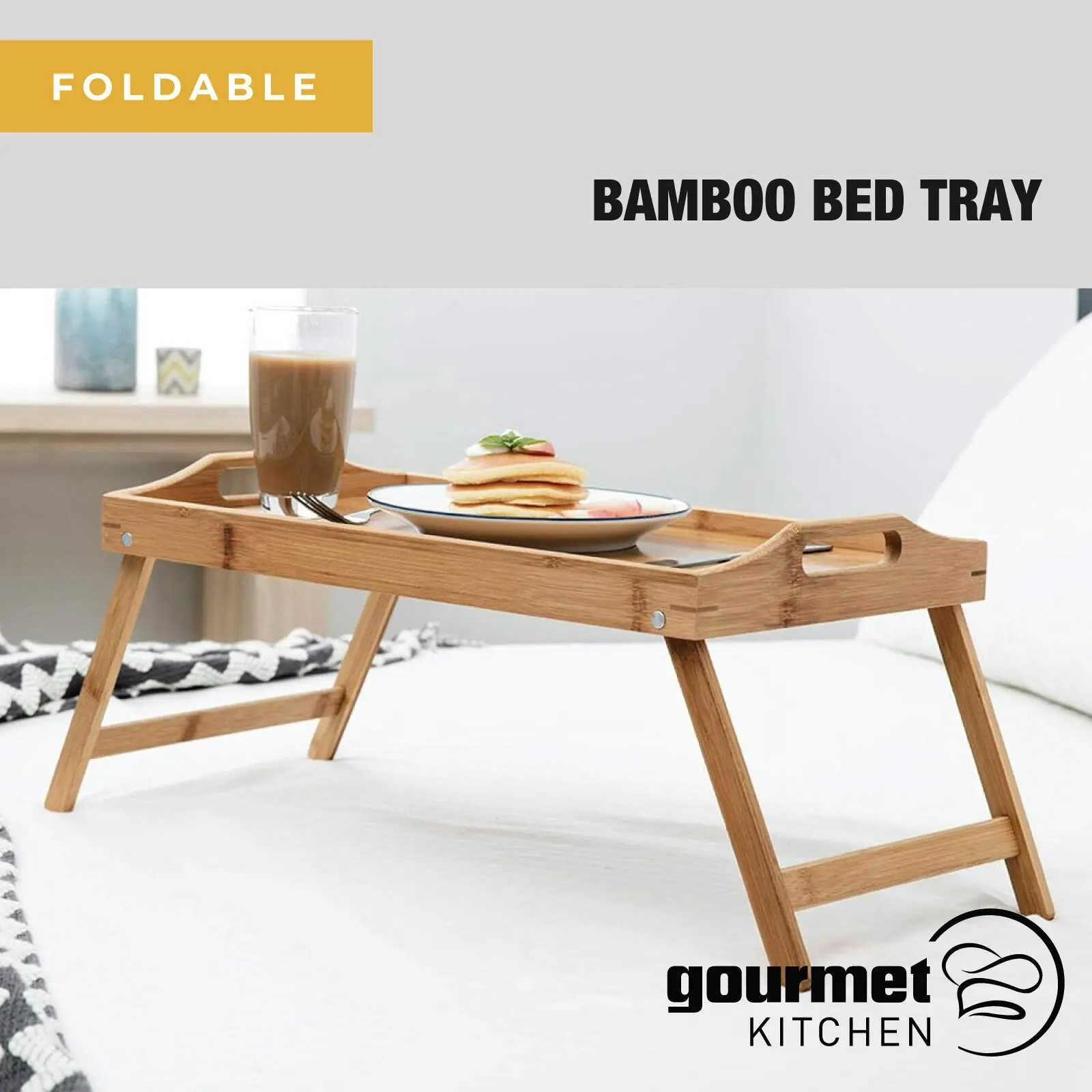 Gourmet Kitchen Bamboo Breakfast In Bed Tray Wood Brown - Home & Garden