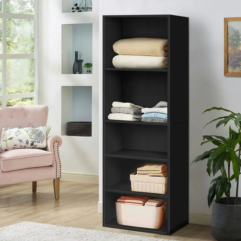 Alfordson Wardrobe Clothes Cabinet 5 Shelves Black - Furniture