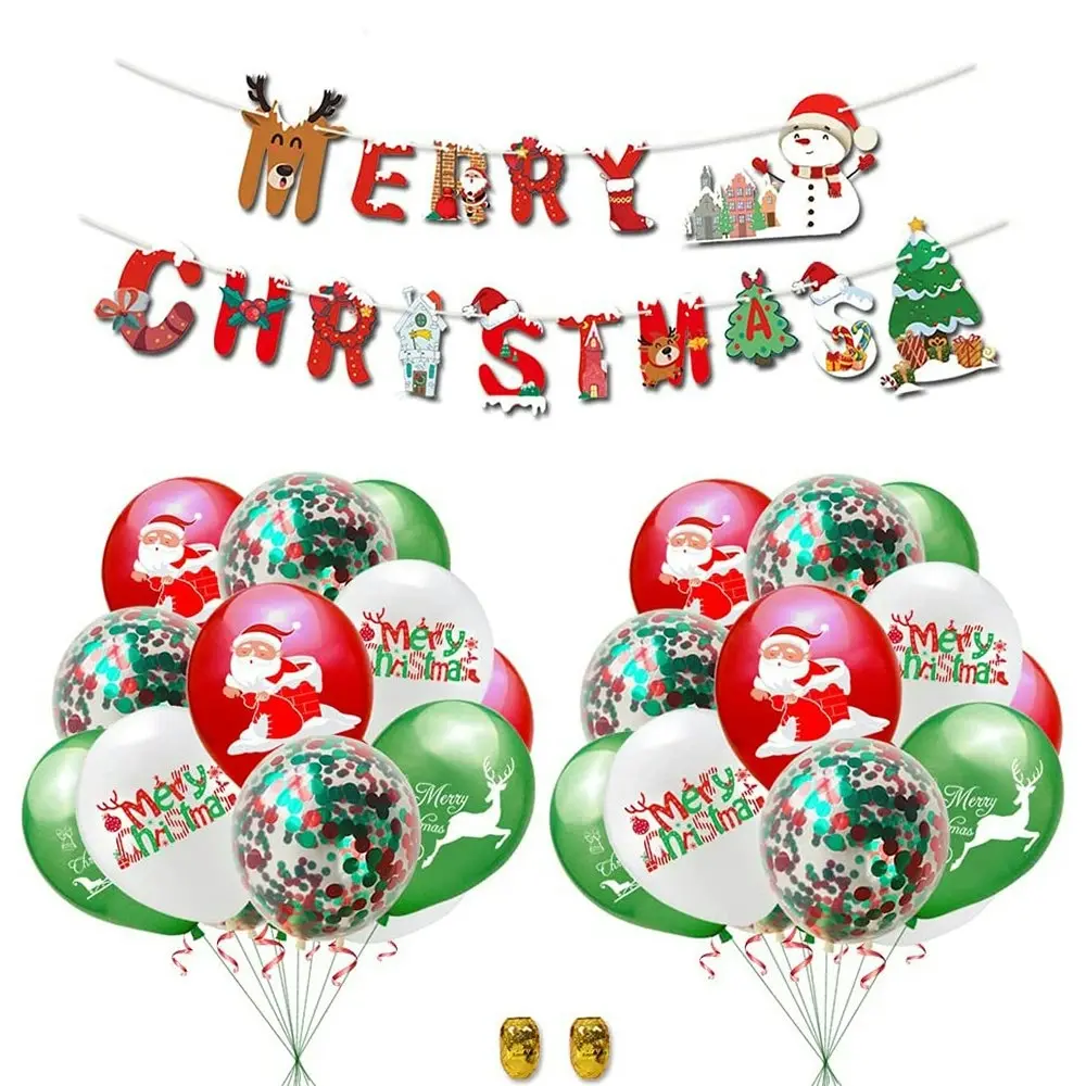 Christmas Party Supplies Decorations Kit Xmas Party Banner Balloons Set - Up to 60% Off Christmas Decoration Specials