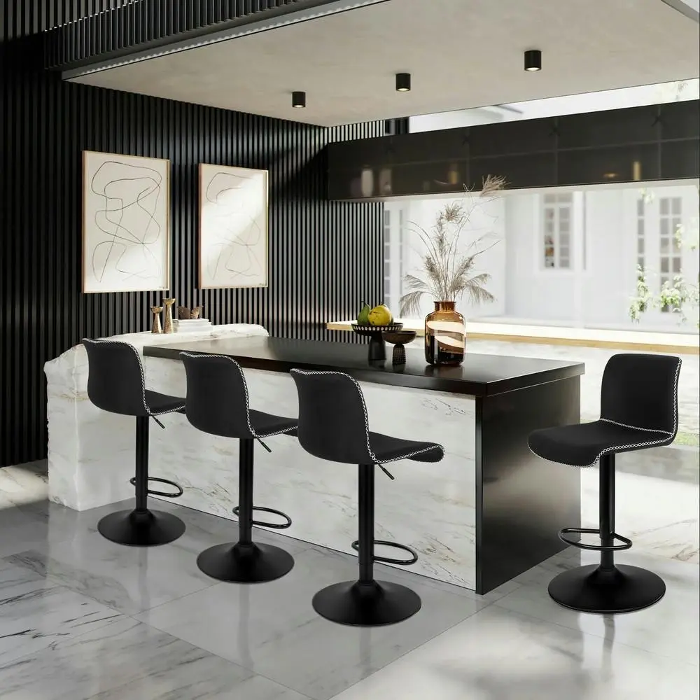 Alfordson Bar Stools Vintage Fabric Black Remy X4 - Shop Dining Chairs & Bar Stools