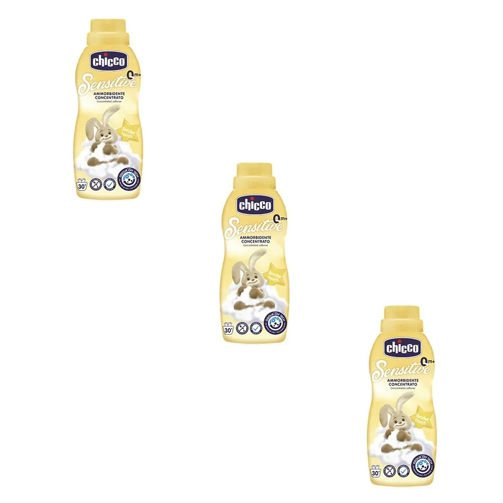3x Chicco Nursing Sensitive 750ml Concentrated Fabric Softener Tender Touch - Home & Garden