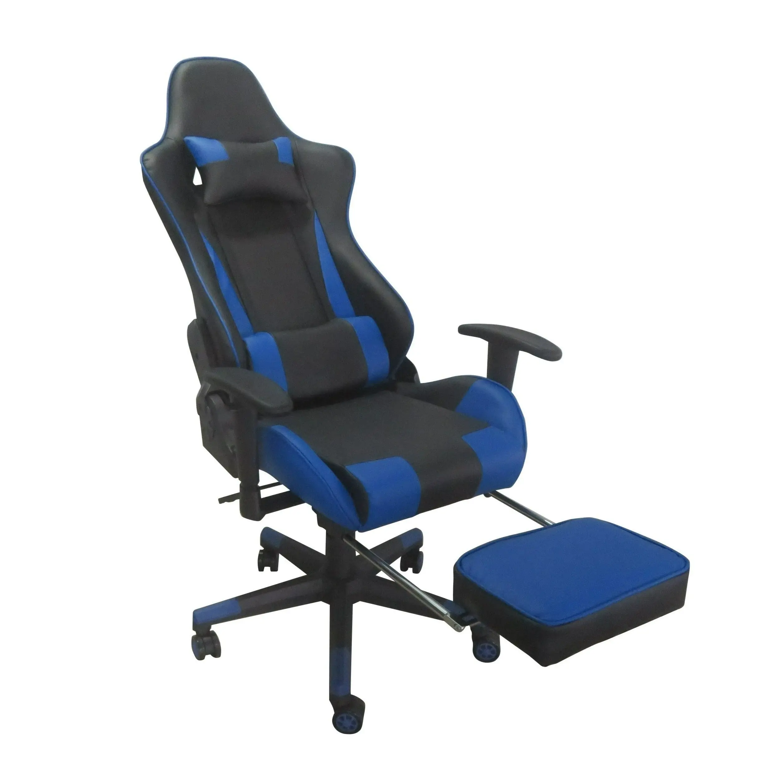 Foret Blue Color High Back Executive Gaming Chair W Footrest Office Computer Seating Racer Recliner Chairs - Furniture