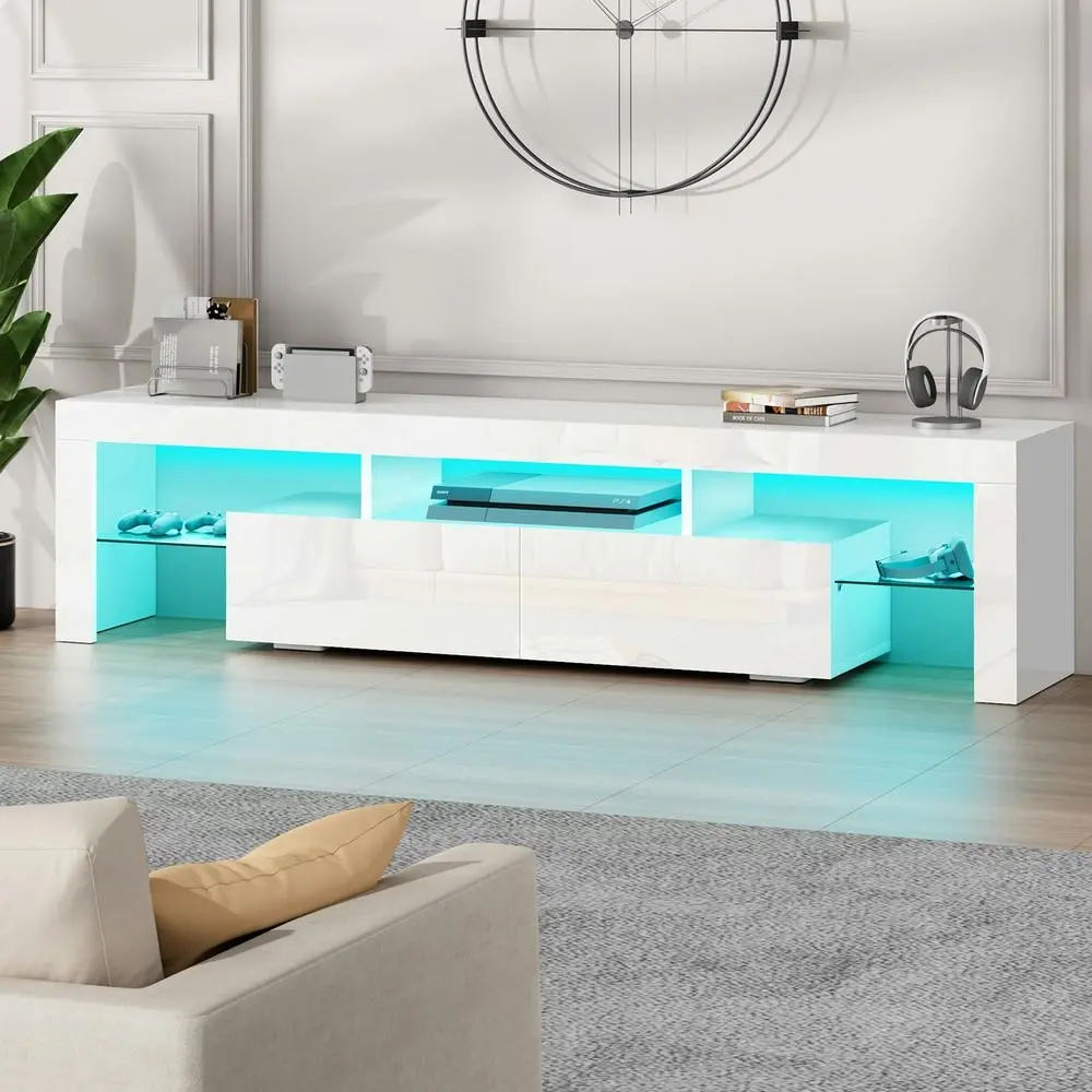Alfordson Entertainment Unit 160cm LED White - Furniture