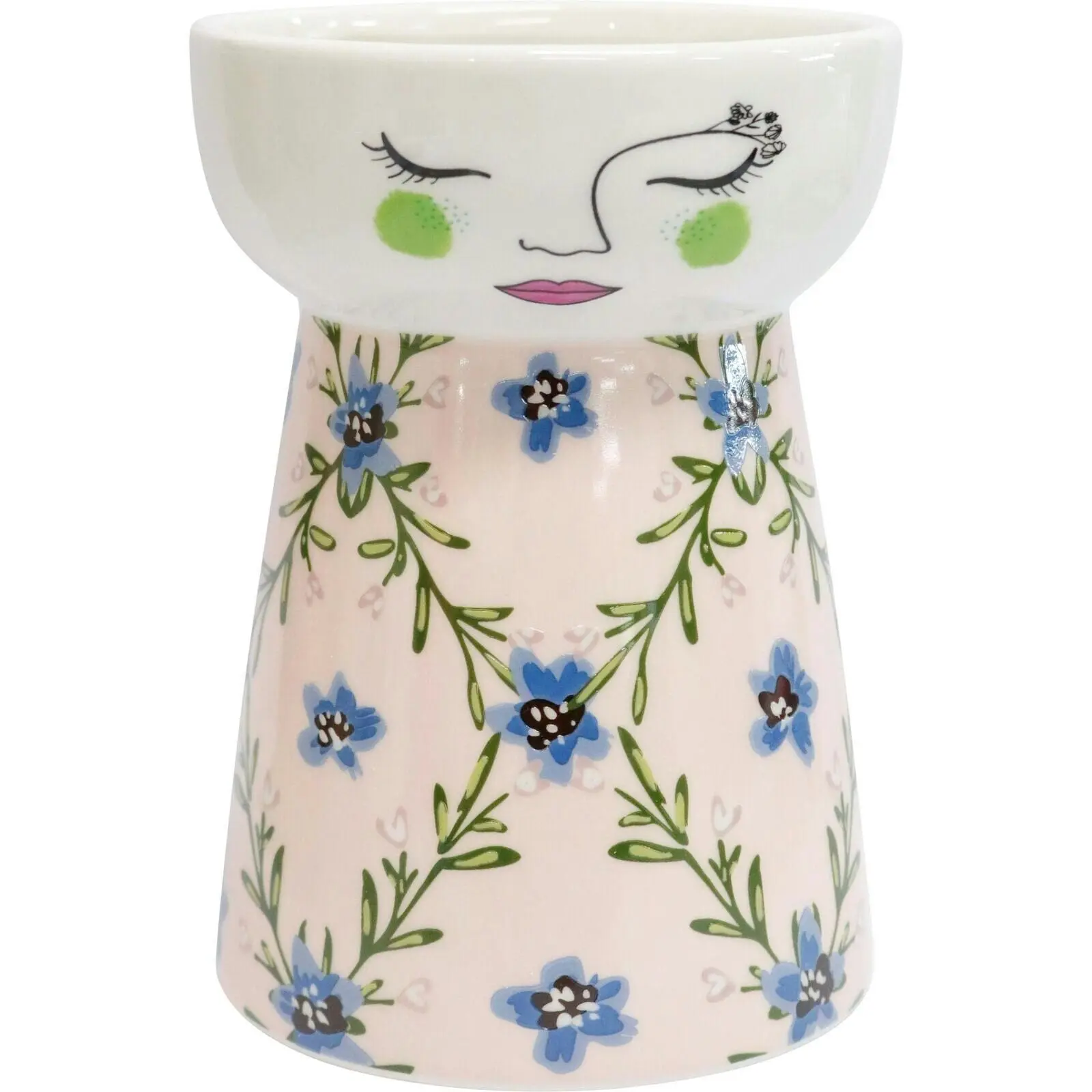 LVD Ceramic Doll Vase Home/Office Tabletop Decor Display 16cm Rosemary Heart - Home & Garden