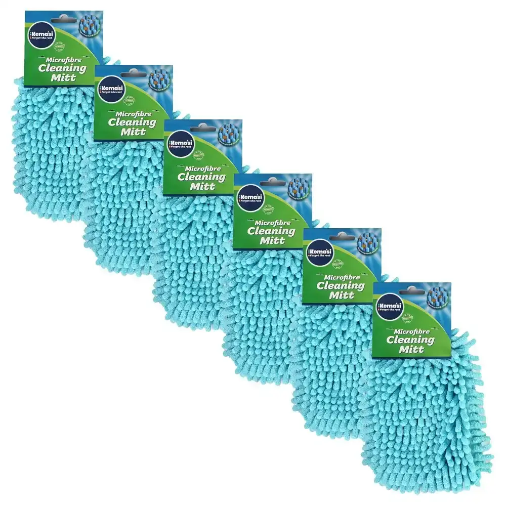 6x kemasi Multipurpose Microfibre Cleaning Mitt Home Dishwashing Assorted - Home & Garden