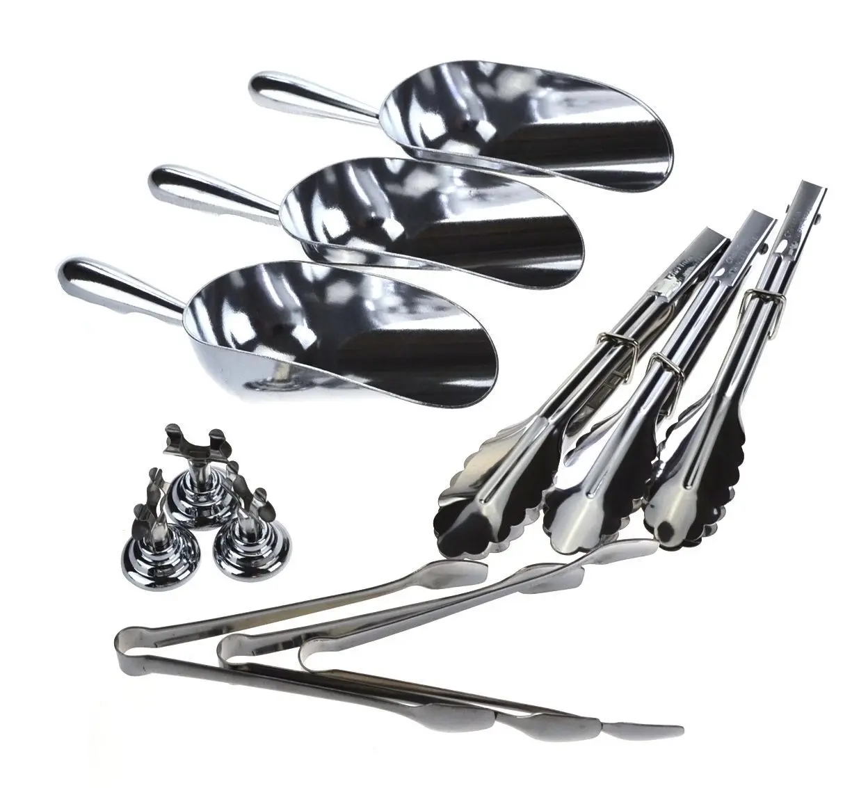 PURPLESPOILZ 12 PCE CANDY BAR PACK-3 Scoops, Tongs, Sugar Tongs & 3 Harp Holders