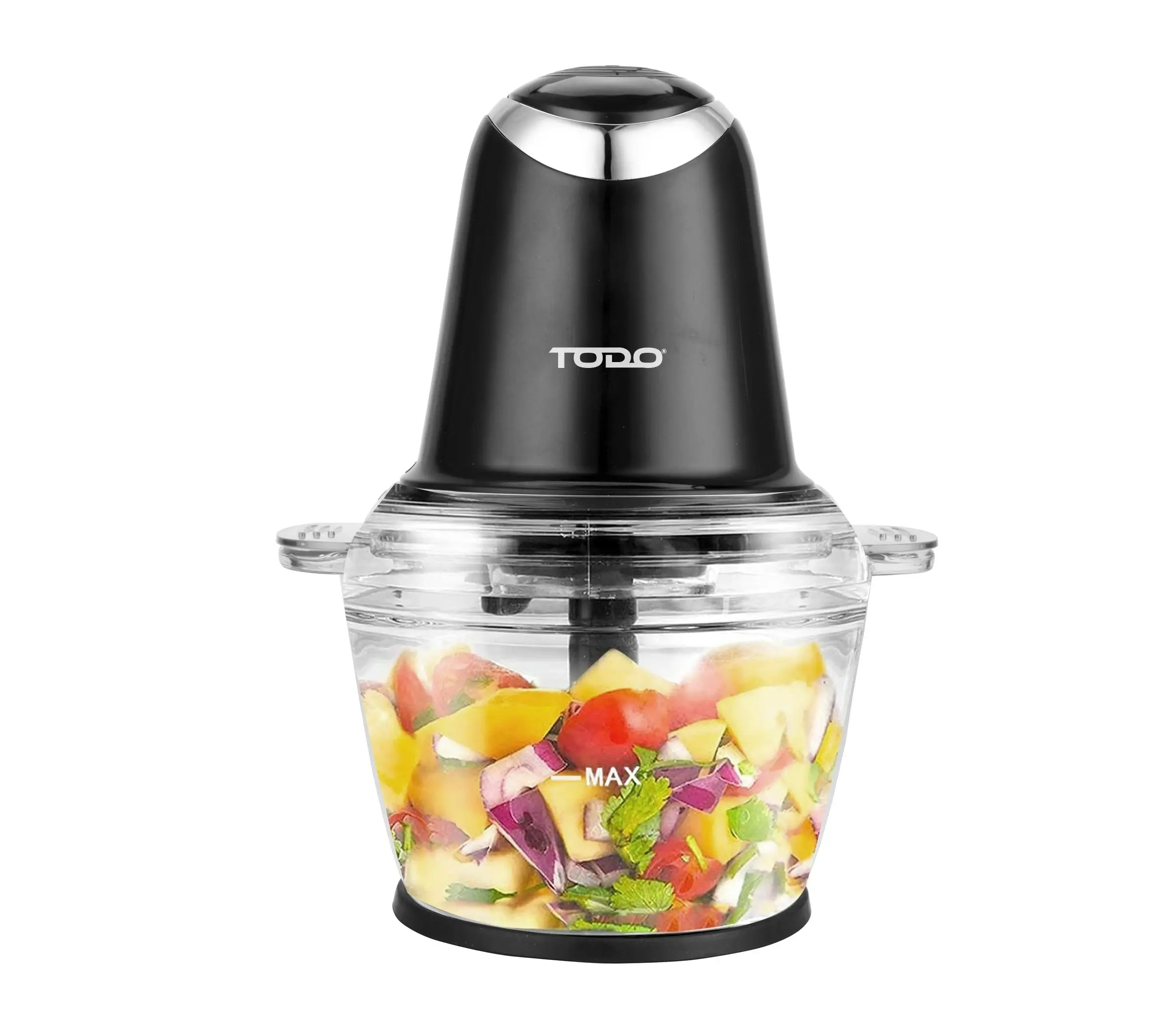 TODO 1L Food Chopper Processor Glass Bowl 2 Speed 200W Stainless Steel Blade - Home & Garden