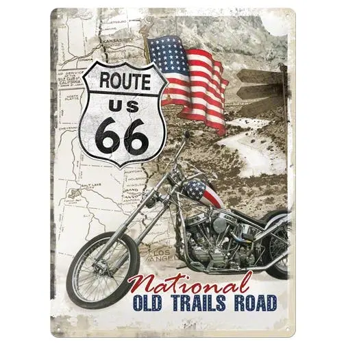 Nostalgic Art Route 66 Easy Rider 30x40cm Large Metal Tin Sign Home Wall Decor - Home & Garden