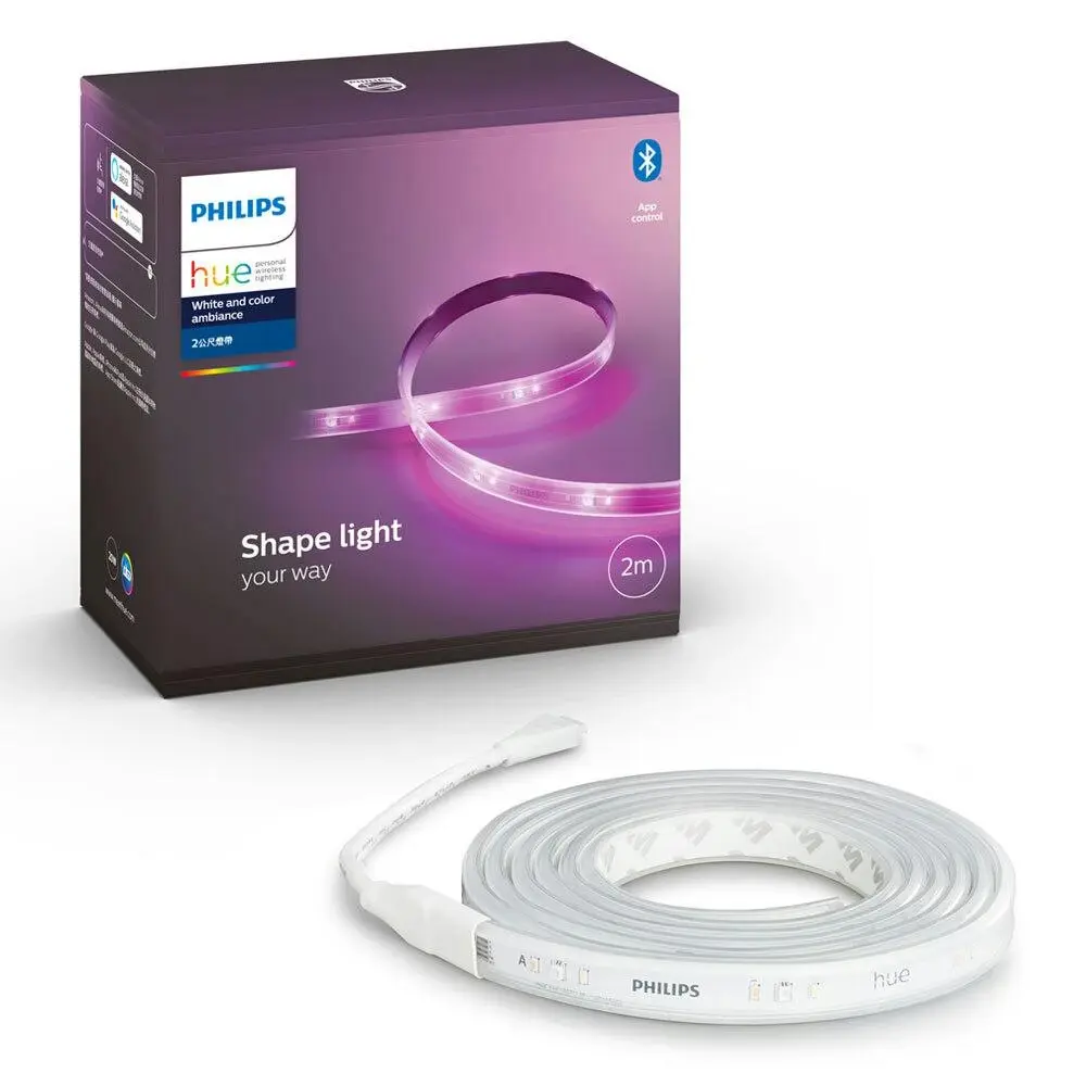 Philips Hue 2m Bluetooth Lightstrip Plus White & Colour Ambiance Strip Lights - Home & Garden