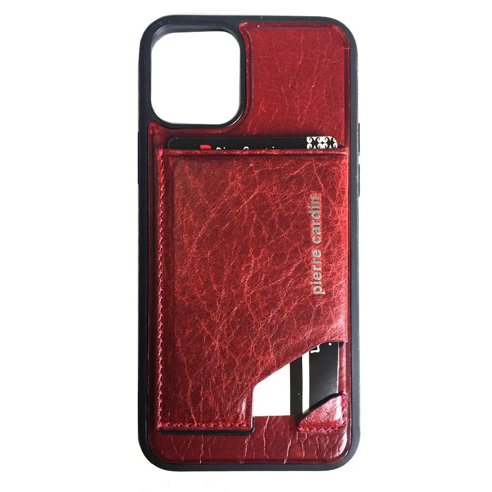 Pierre Cardin Gen. Leather Wallet Case w/Card Holder/Stand for iPhone 11 Pro Red - Electronics
