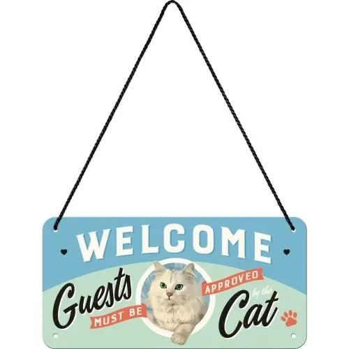 Nostalgic Art Metal 10x20cm Wall Hanging Sign Welcome Guests Cat Home/Cafe Decor - Home & Garden