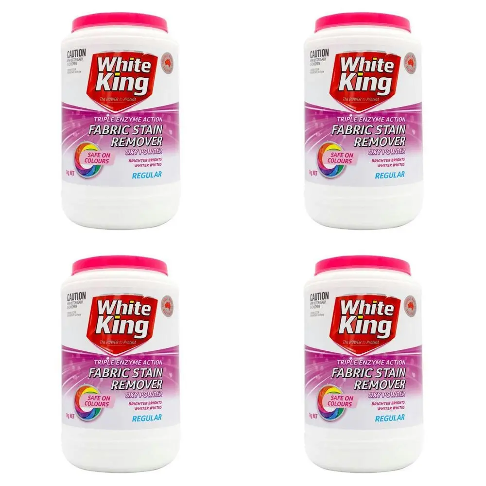 4x White King Fabric Stain Remover Oxy Powder Safe On Colours Effective 1kg - Home & Garden