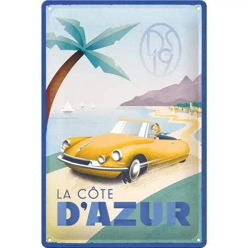 Nostalgic Art Medium Sign 20x30cm Metal Wall Hanging Home Decor La Cote D'Azur - Home & Garden