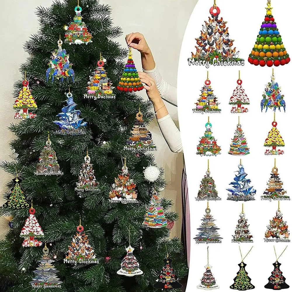 16Pcs Christmas Tree DIY Tag Ornaments Xmas Pendant Christmas Tree Hanging Tags - Home & Garden