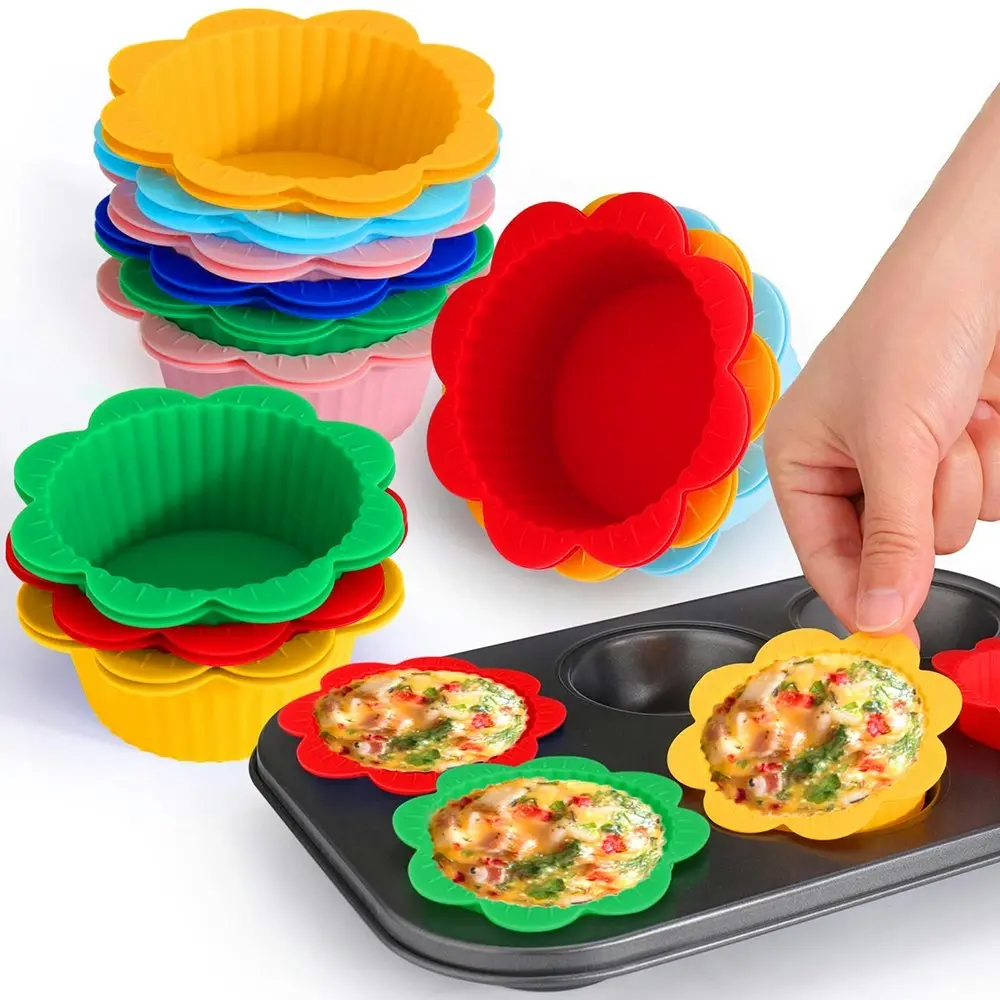 24Pcs Silicone Muffin Liners With Tabs Reusable Cake Liners For Steel Muffin Pan - Home & Garden