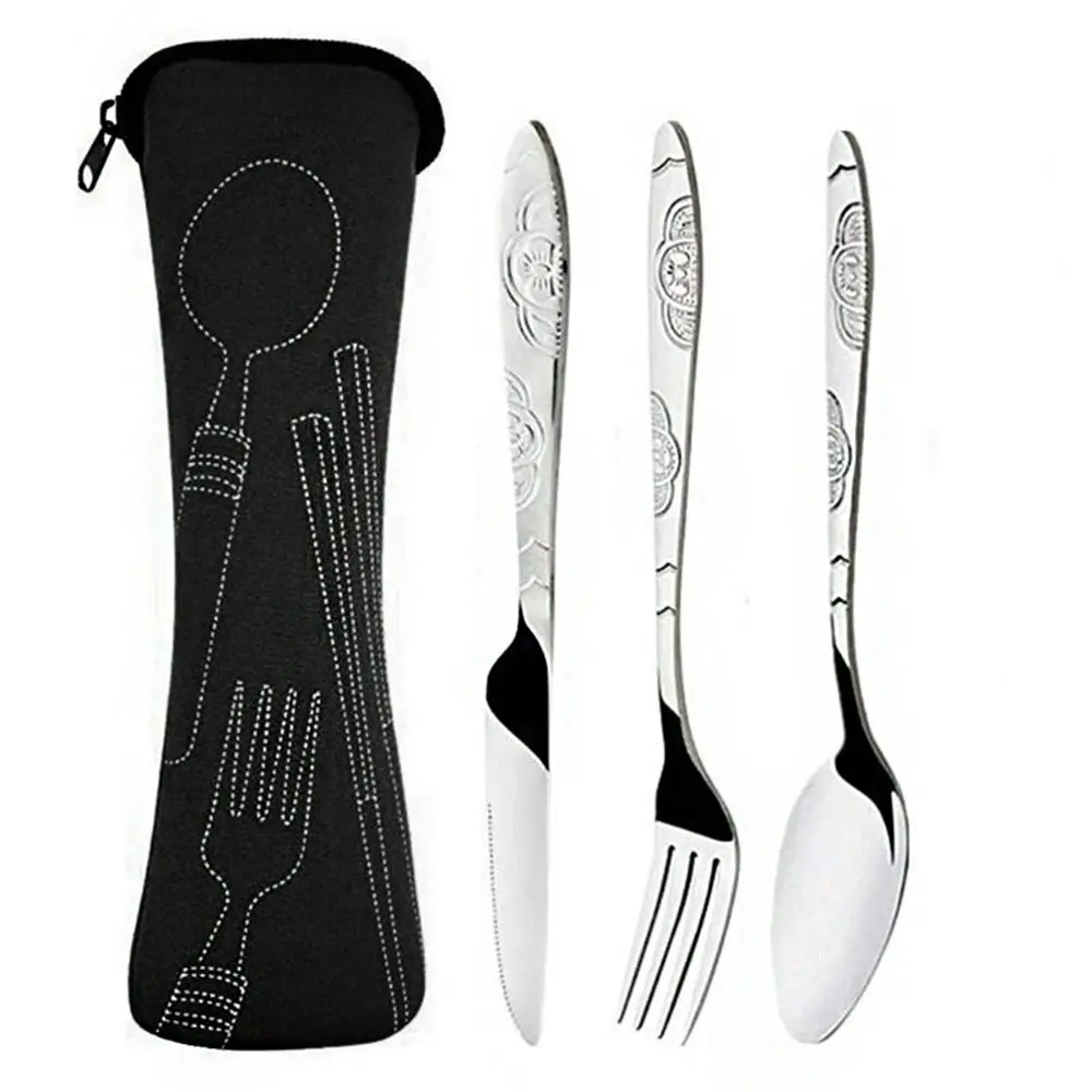 4 Pack Stainless Steel Western Food Cutlery Set Portable Dinnerware Sets - Home & Garden