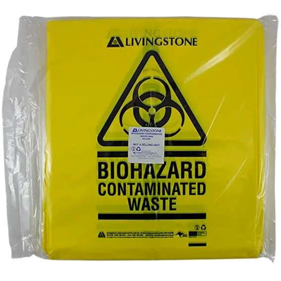 Livingstone Yellow Biohazard Waste Bag LDPE 33L 50 Microns 55x70cm 250 Carton - Commercial