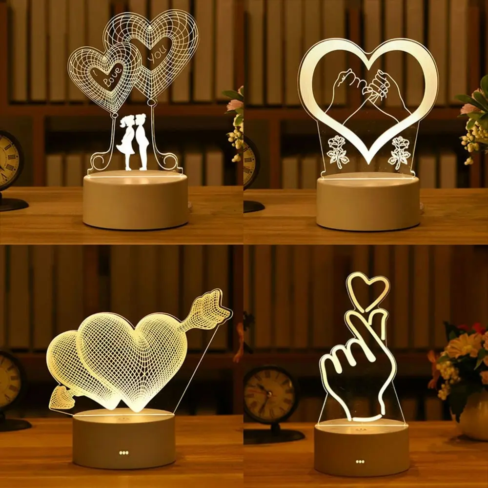 4 Pack Colorful Touch 3D Night Light Bedside Bedroom Touch USB Table Light - Home & Garden