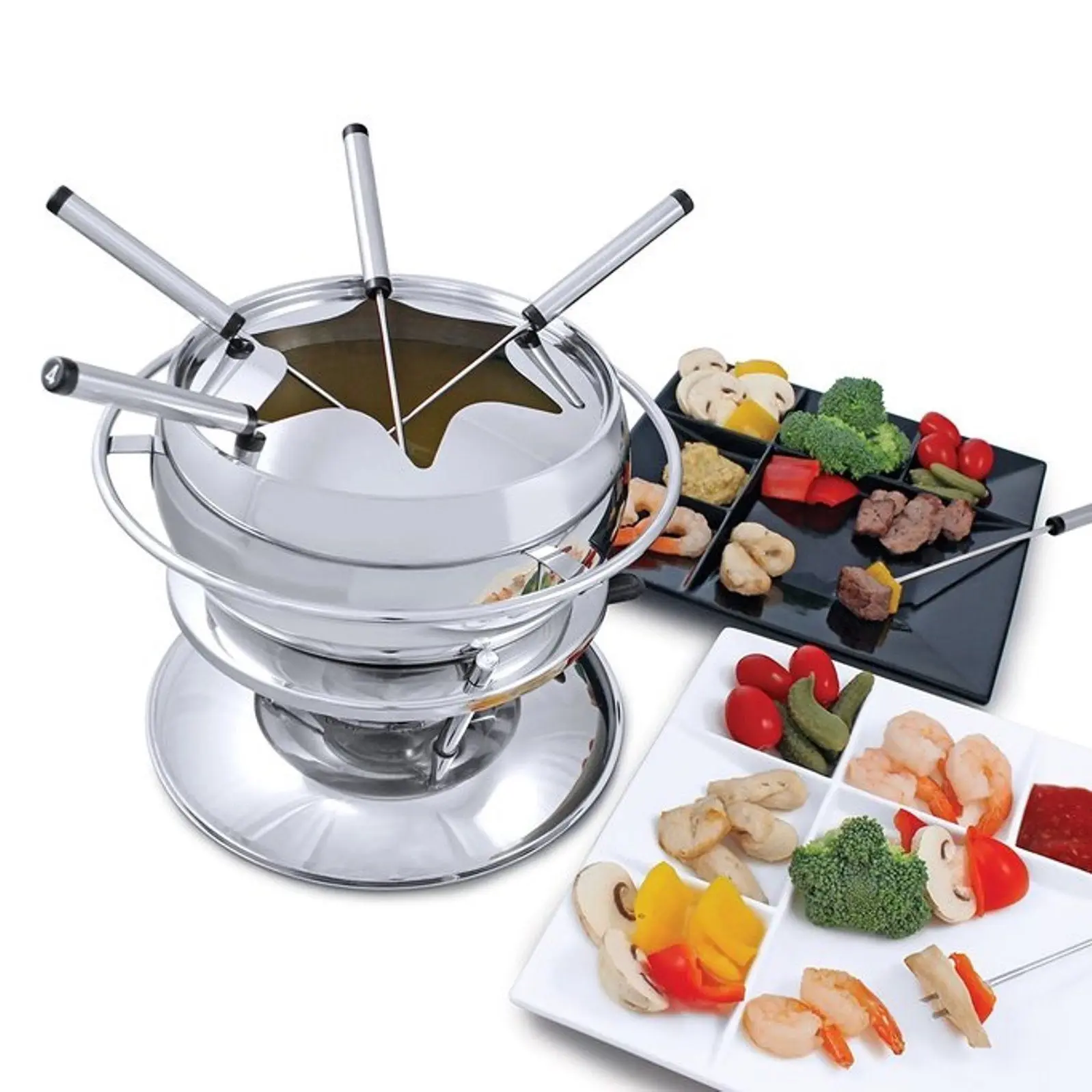SWISSMAR ZURI 11 PIECE STAINLESS STEEL FONDUE SET - Home & Garden
