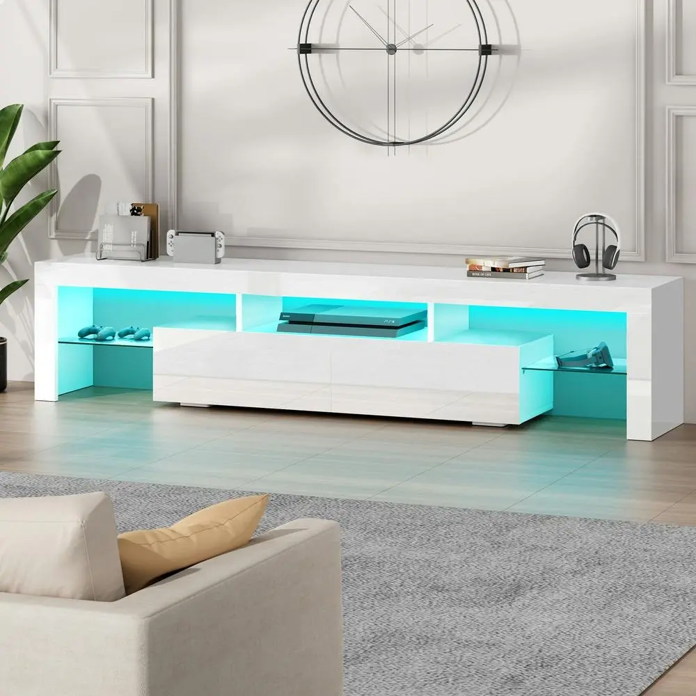 Alfordson Entertainment Unit 180cm LED White - Furniture