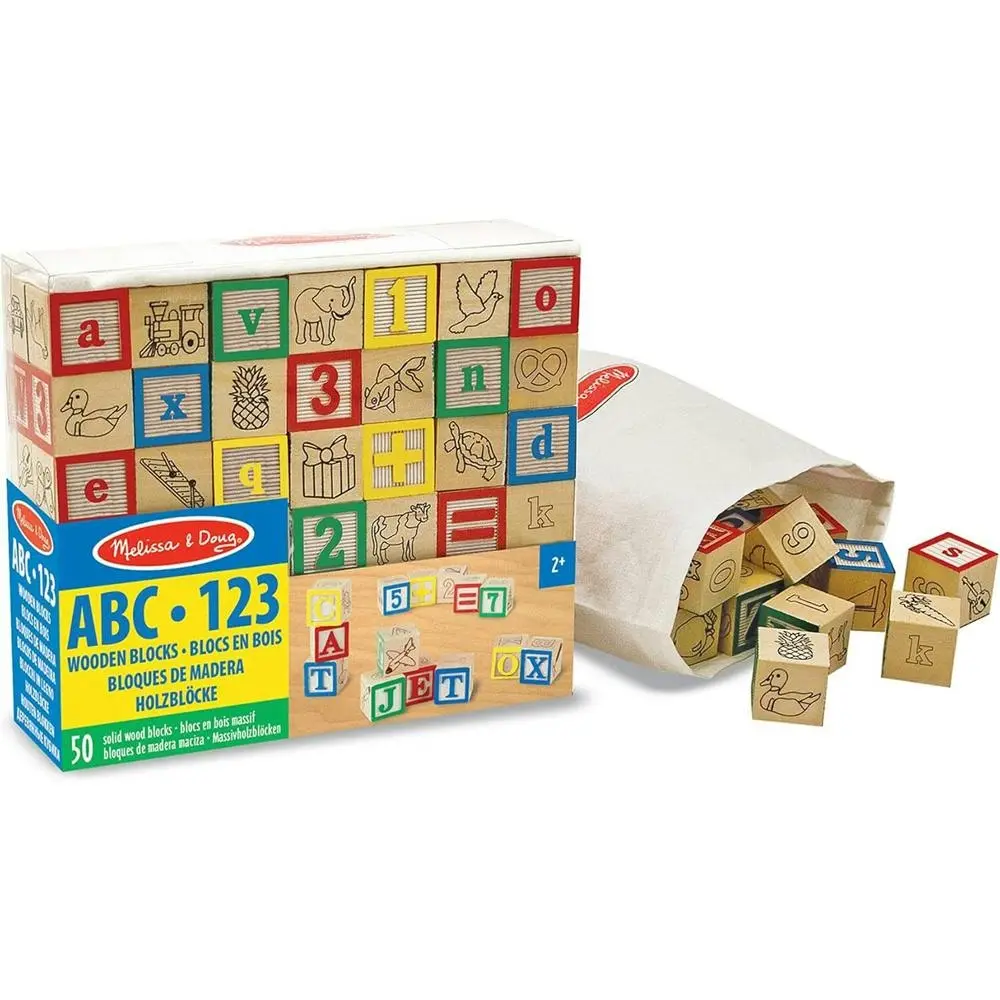 Melissa & Doug Wooden ABC123 Blocks Kids/Childrens Interactive Play Toy 2+ - Toys & Games