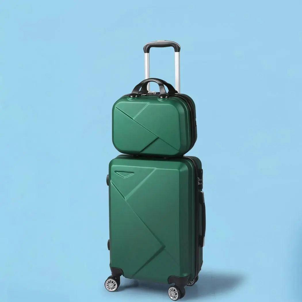 Slimbridge 2Pcs 20"Travel Luggage Set 12"Hand Carry On Bag Suitcase Case Green - Fashion