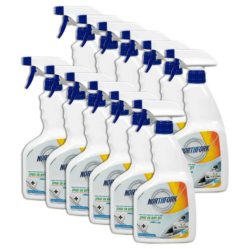 12PK Northfork 750ml Hospital Grade Spray On Wipe Off Liquid Cleaner Ocean Fresh - Home & Garden