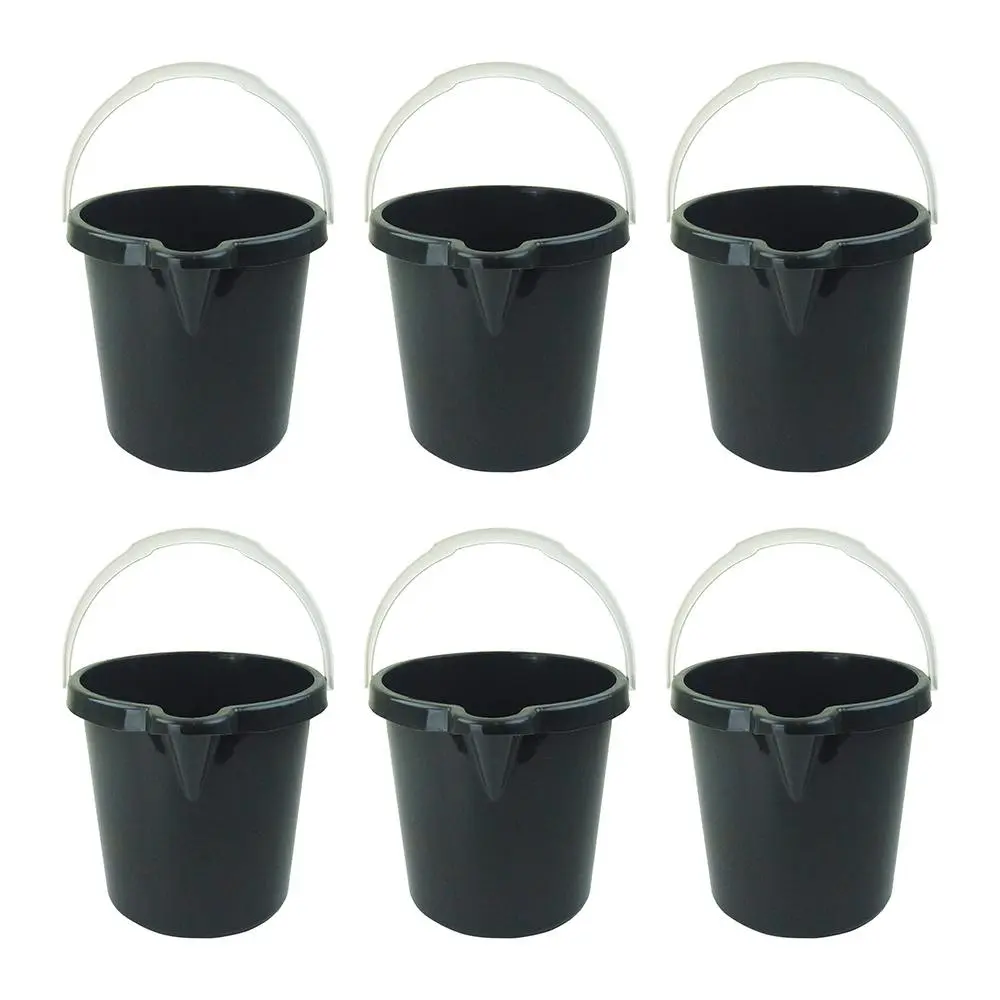 6x Home Leisure Bucket W/Lip 11L Charcoal Laundry Cleaning Decor Organisation - Home & Garden