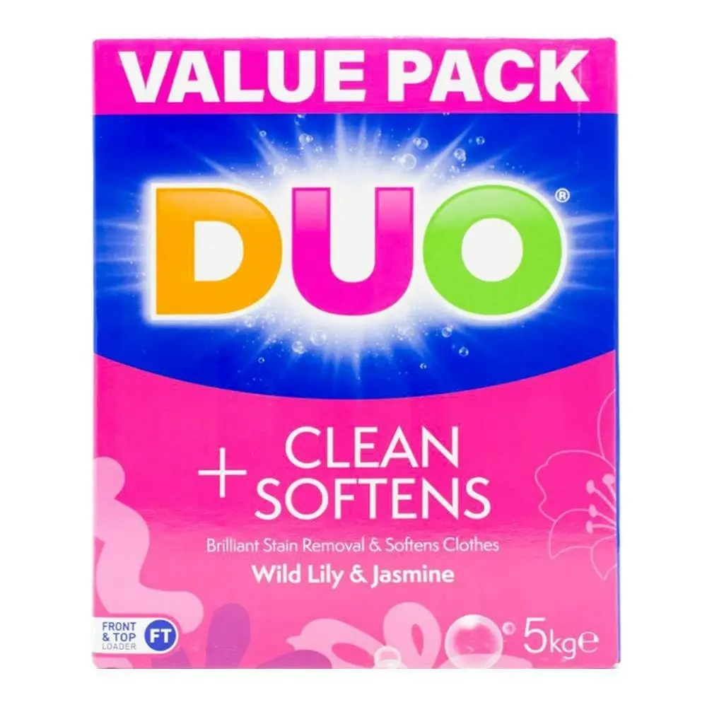 Duo Laundry Powder Wild Lily & Jasmine Cleans Soften Freshens Top Loader 5kg - Home & Garden