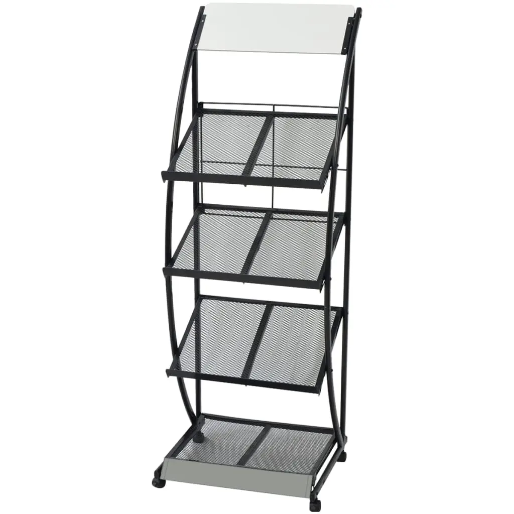 Magazine Rack 47x40x134 cm Black and White A4 30099 - Furniture