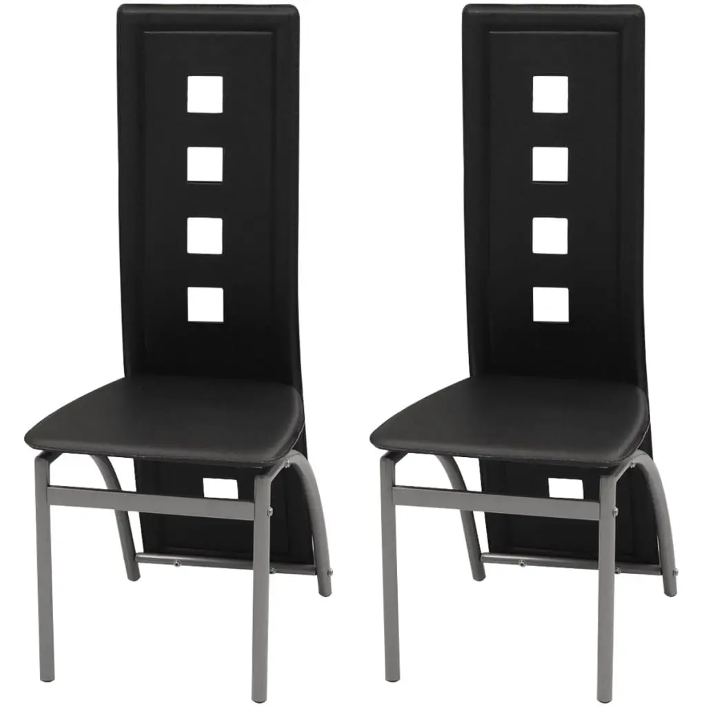 Dining Chairs 2 pcs Black Faux Leather 243644 - Furniture