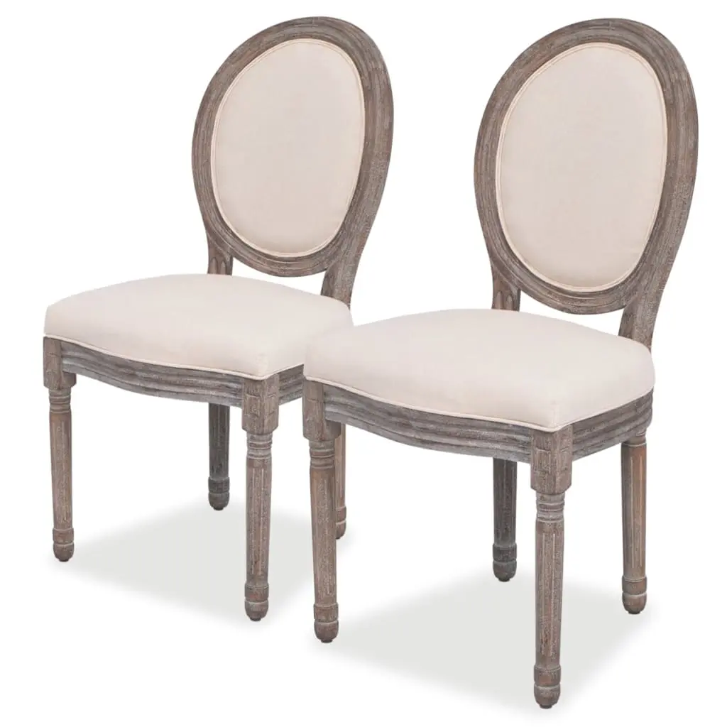 Dining Chairs 2 pcs Cream Fabric 244087 - Furniture