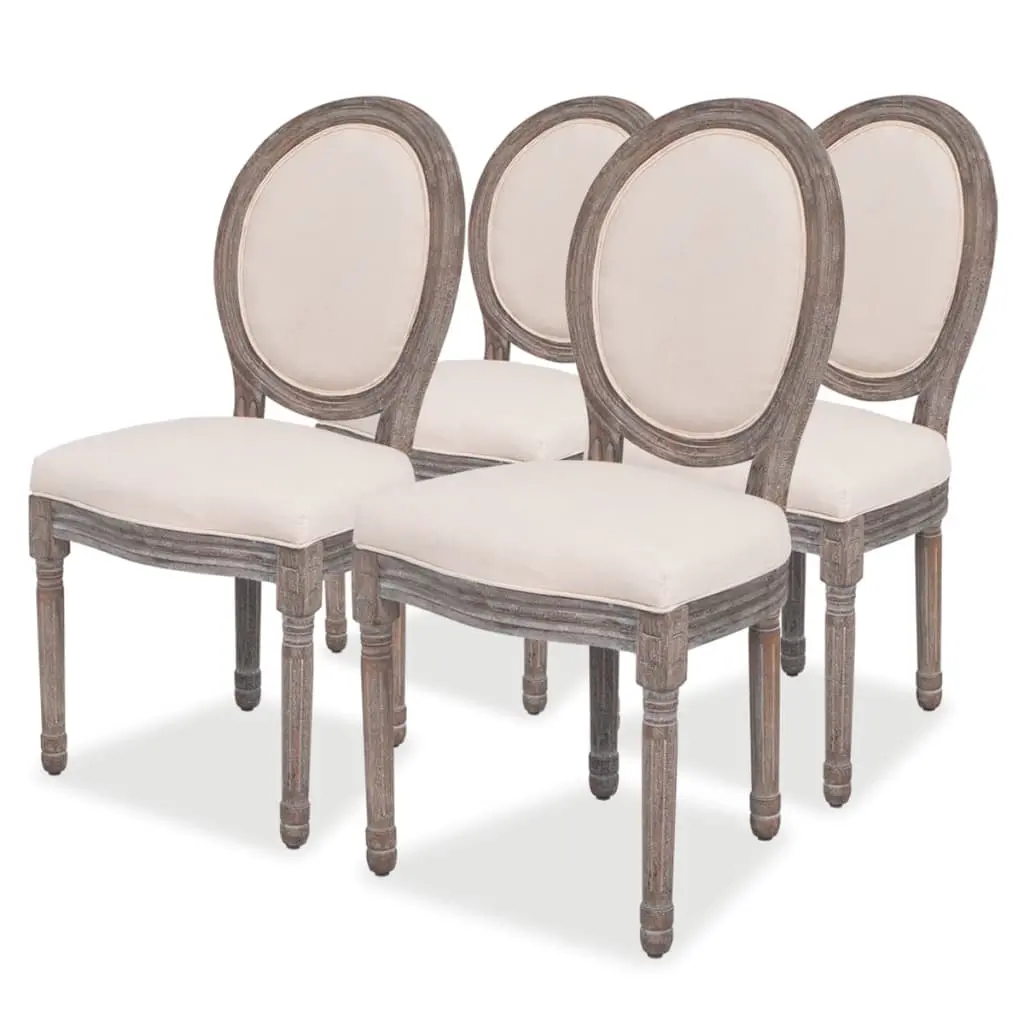 Dining Chairs 4 pcs Cream Fabric 244088 - Furniture
