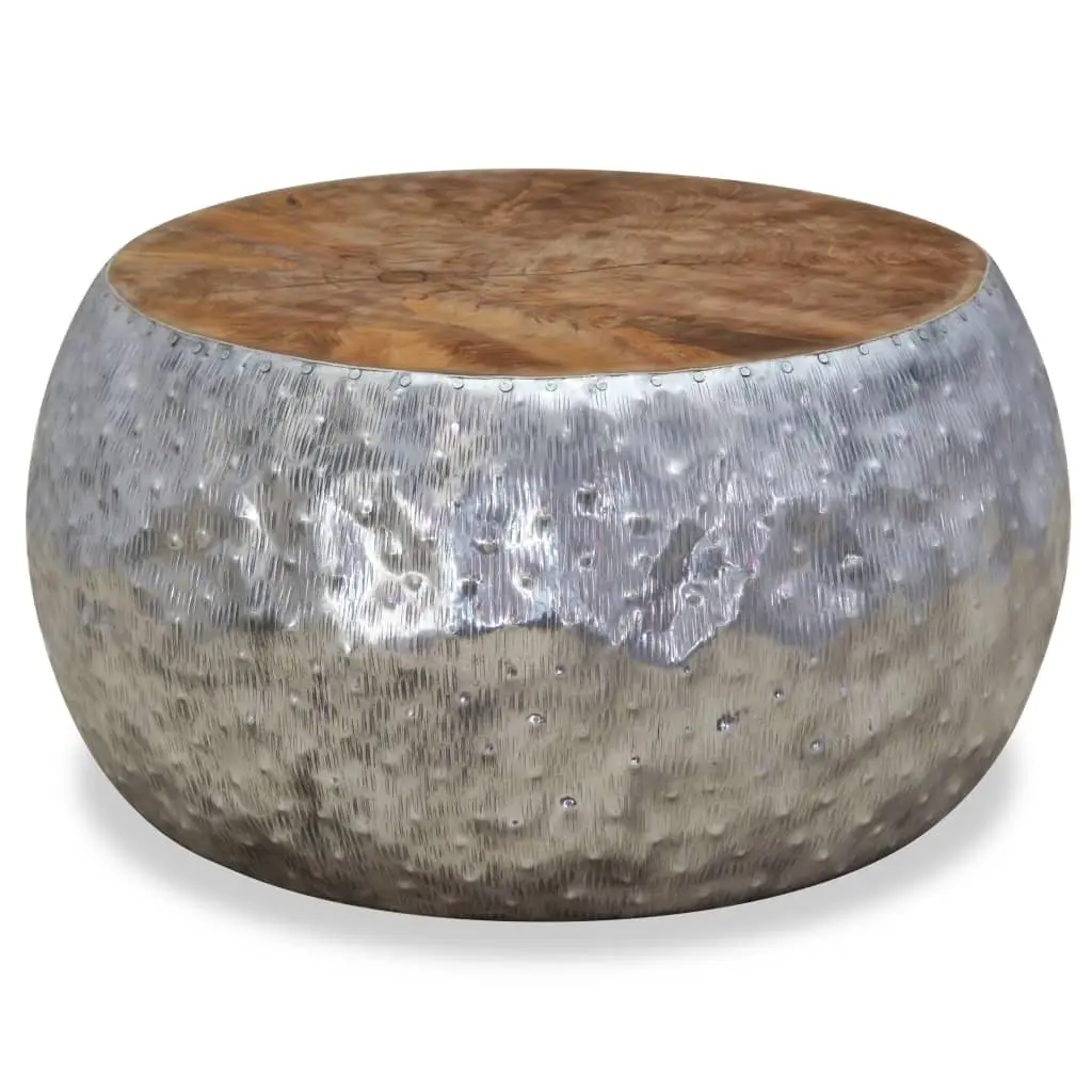 Coffee Table Aluminium Teak 60x60x30 cm 244549 - Furniture