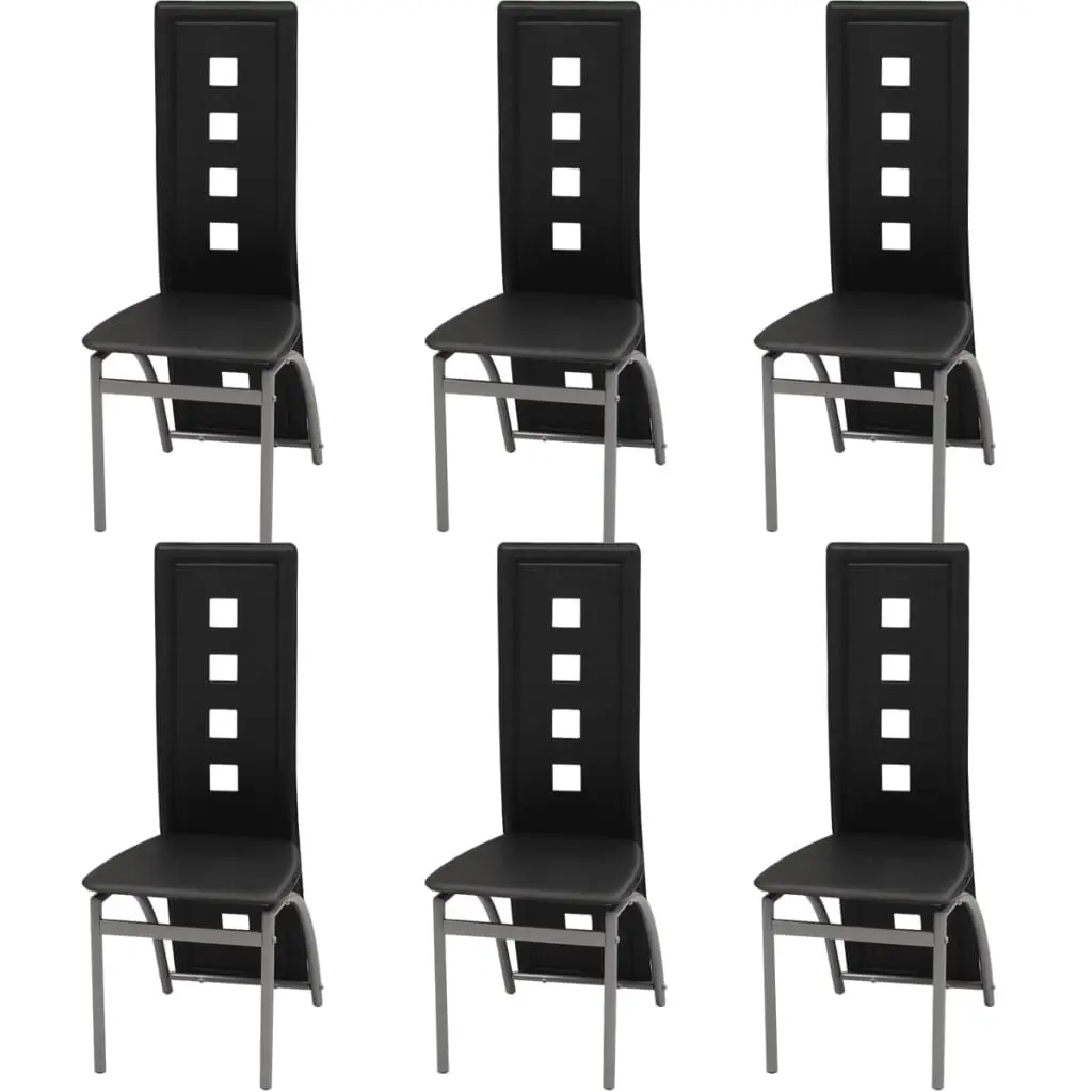 Dining Chairs 6 pcs Black Faux Leather 274309 - Furniture