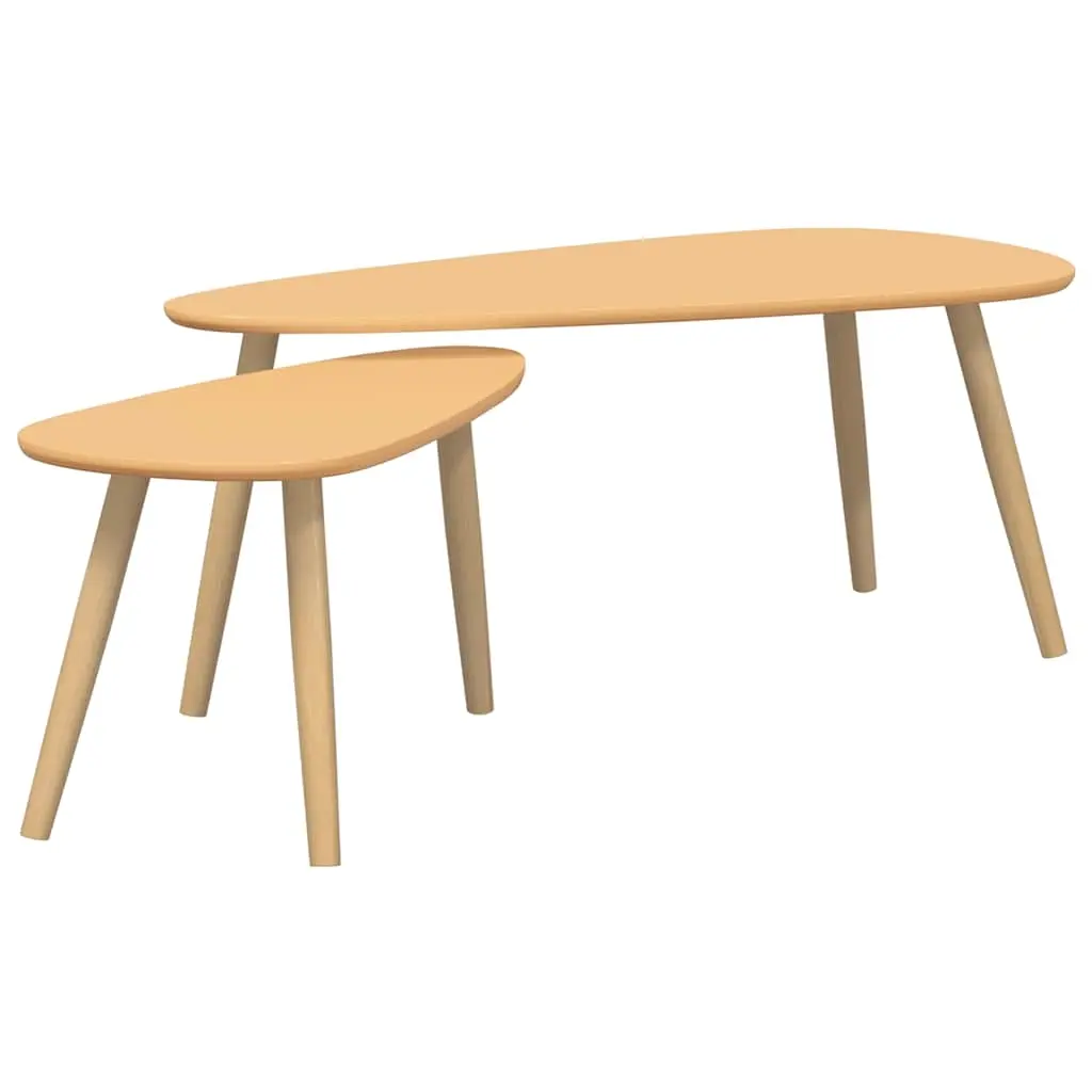 Coffee Table Set 2 Pieces Solid Pinewood Brown 244733 - Furniture