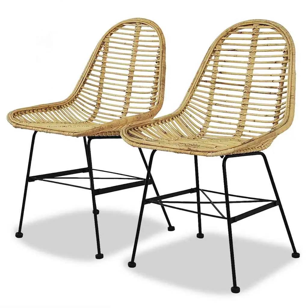 Dining Chairs 2 pcs Natural Rattan 244569 - Furniture