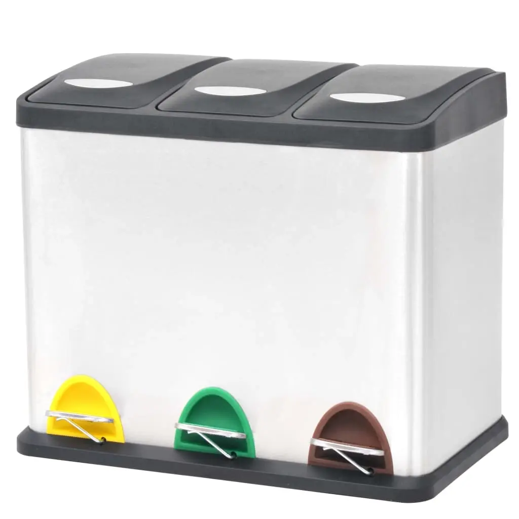Recycling Pedal Bin Garbage Trash Bin Stainless Steel 24 L 50601 - Home & Garden