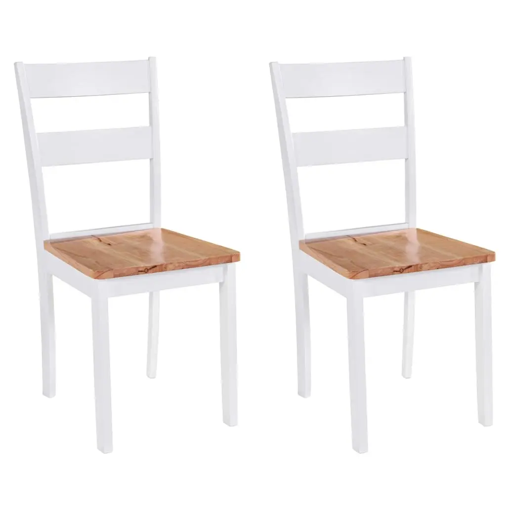 Dining Chairs 2 pcs White Solid Rubber Wood 245368 - Furniture