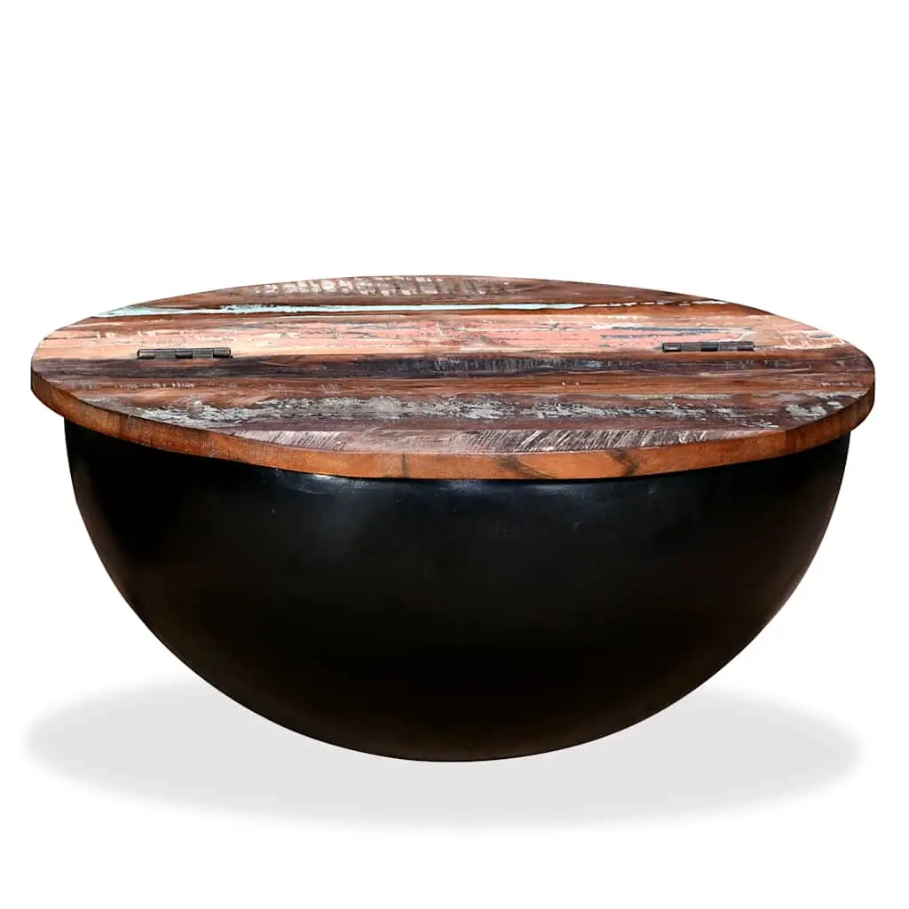 Coffee Table Solid Reclaimed Wood Black Bowl Shape 245259 - Furniture