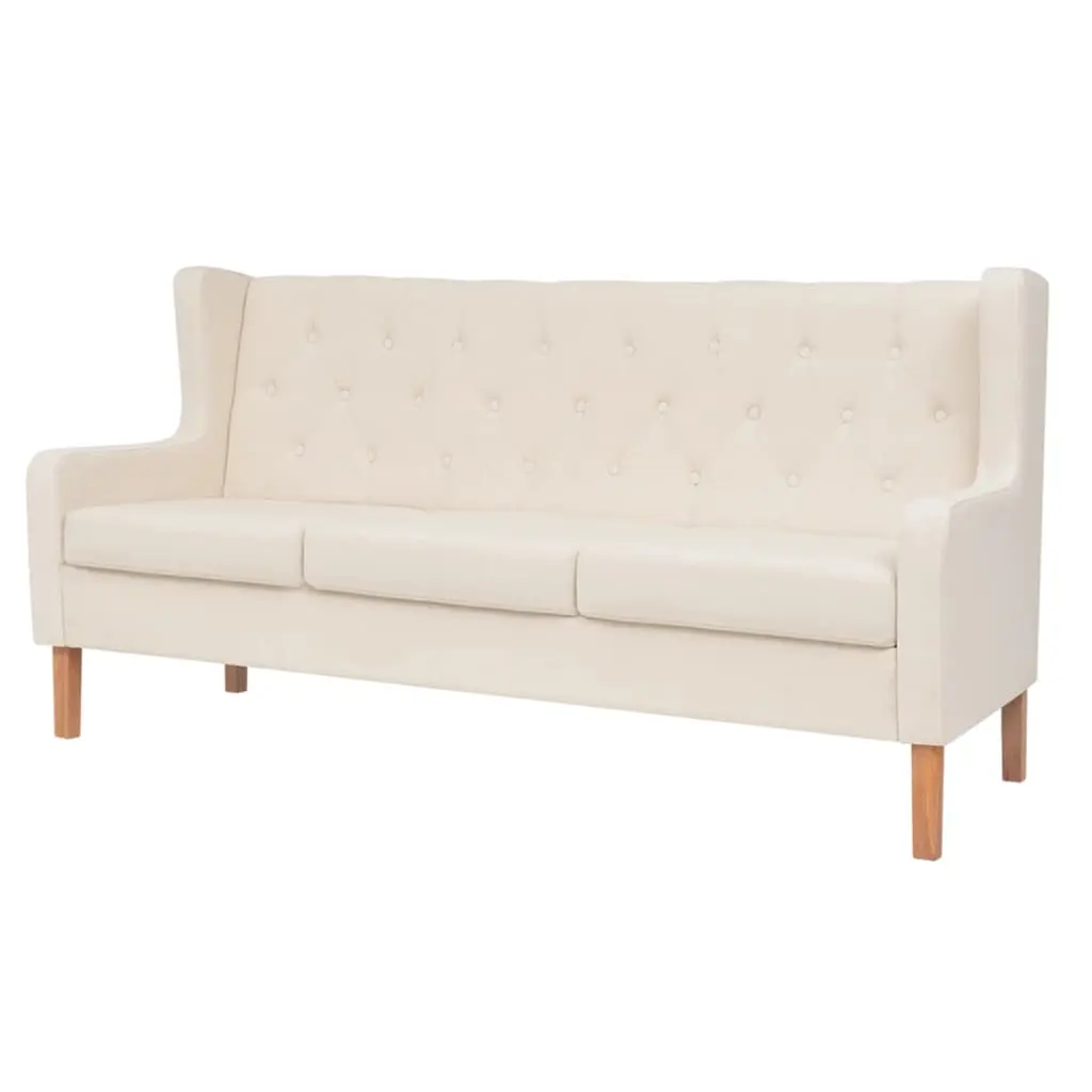 3-Seater Sofa Fabric Cream White 245451