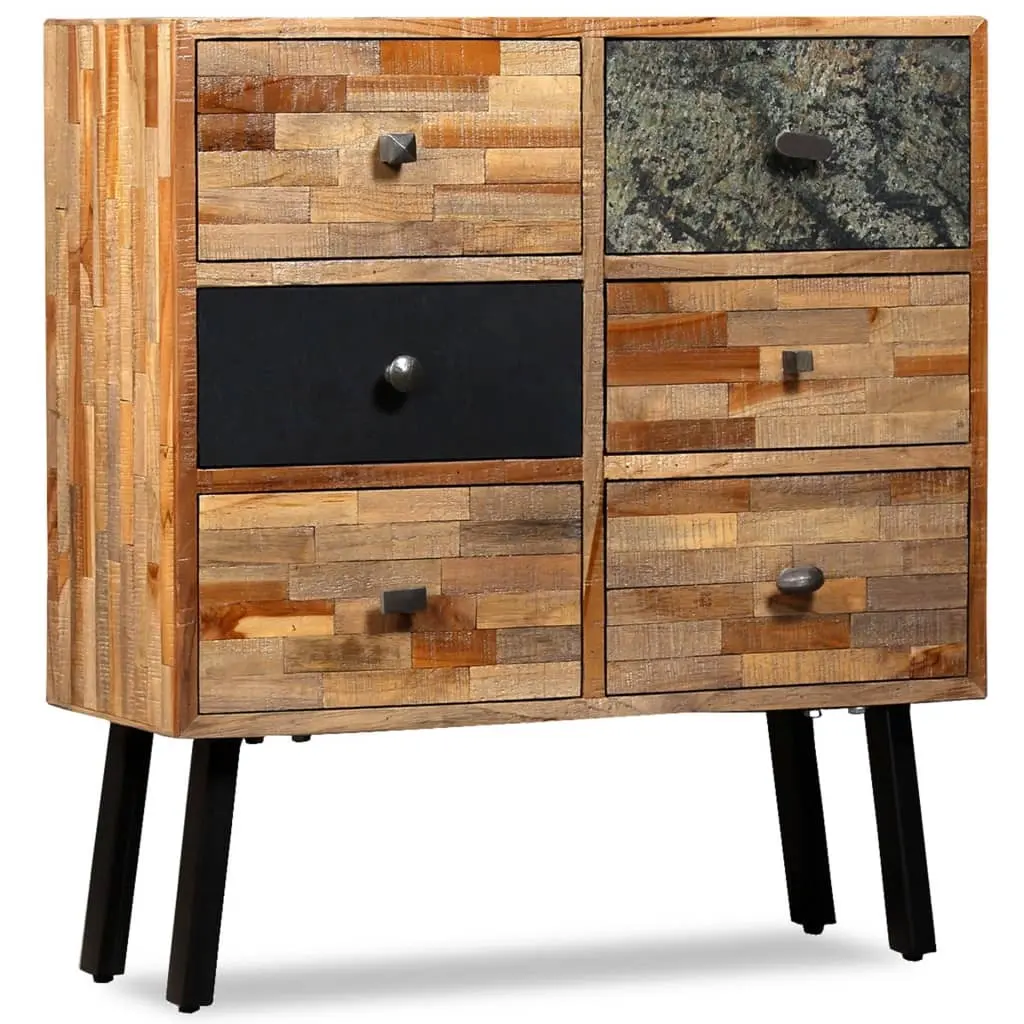 Side Cabinet with 6 Drawers 70x30x76 cm Solid Reclaimed Teak 245405 - Furniture
