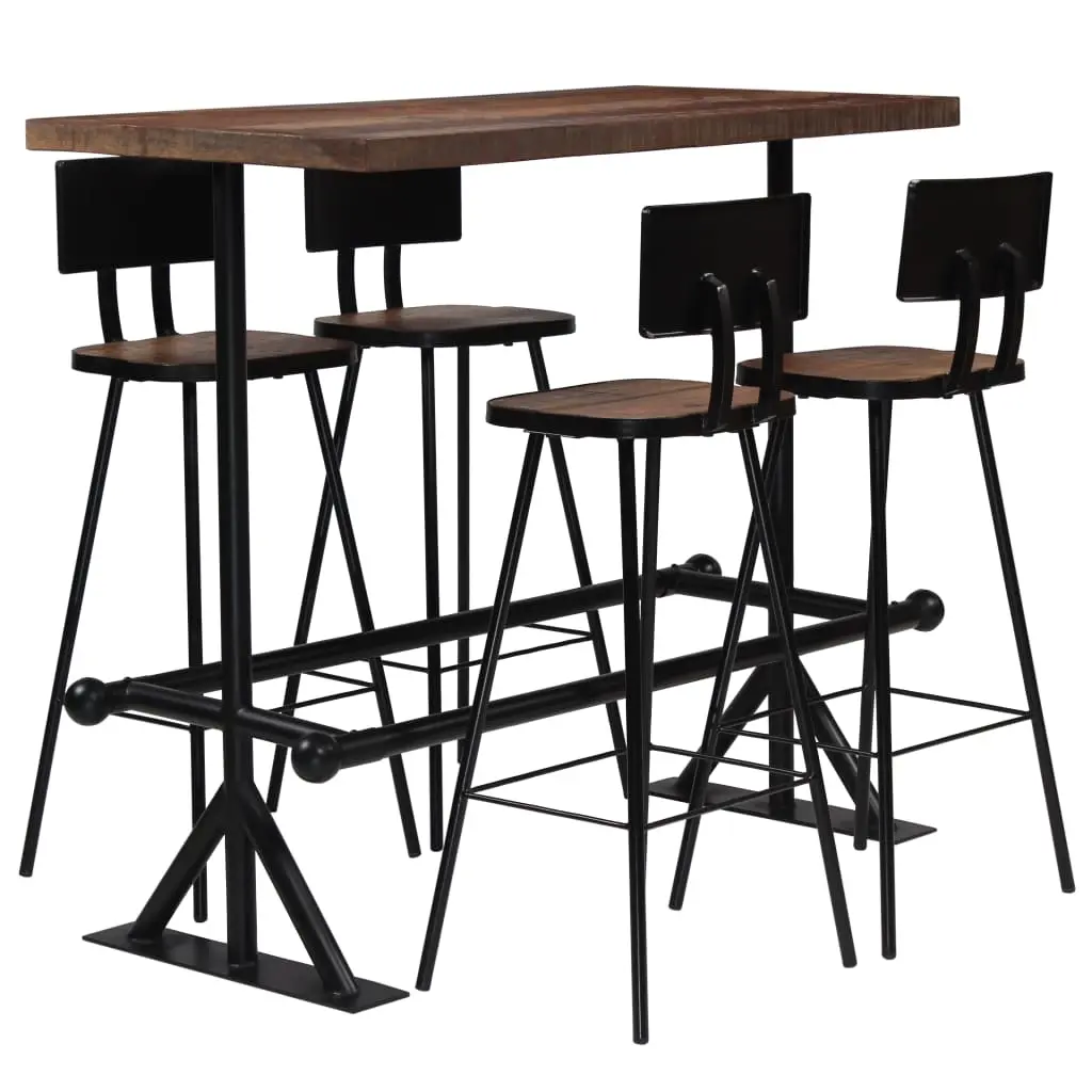 Bar Set 5 Piece Solid Reclaimed Wood 245395 - Furniture