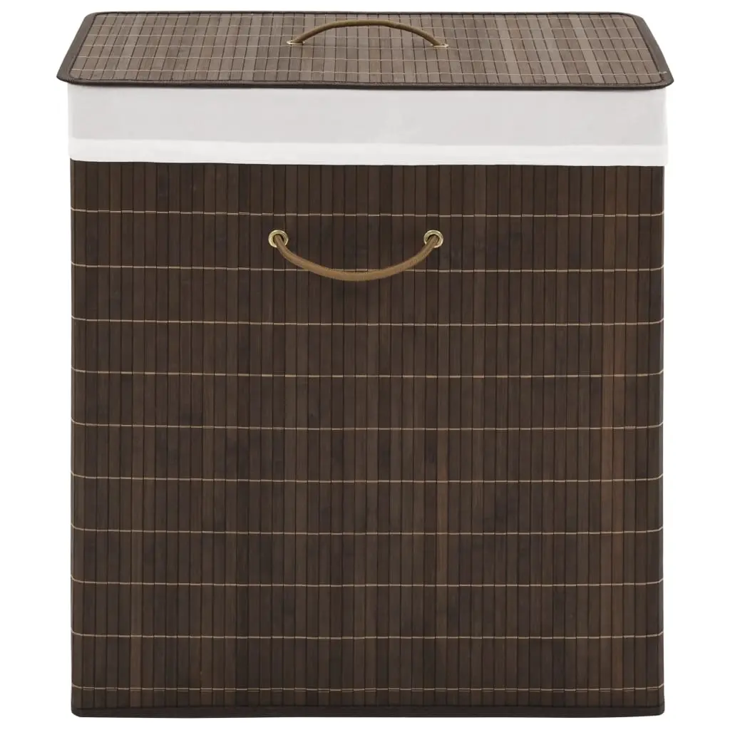 Bamboo Laundry Bin Rectangular Dark Brown 245582 - Home & Garden