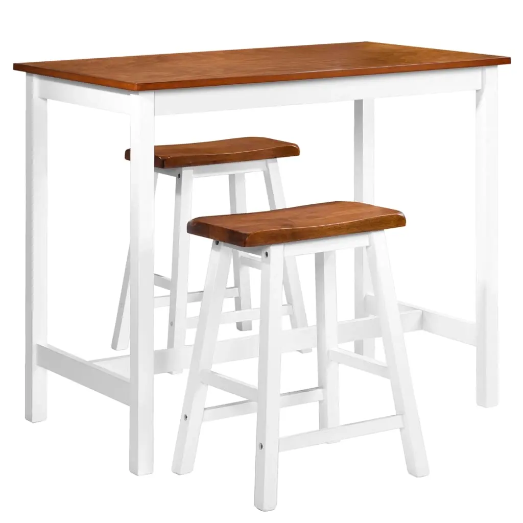 Bar Table and Stool Set 3 Pieces Solid Wood 245547 - Furniture