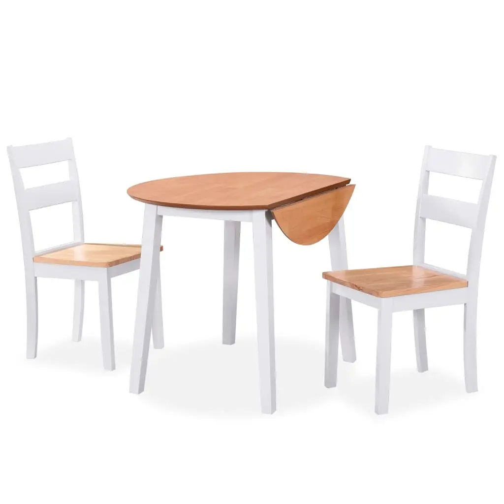 Dining Set 3 Pieces MDF and Rubberwood White 274942 - Furniture