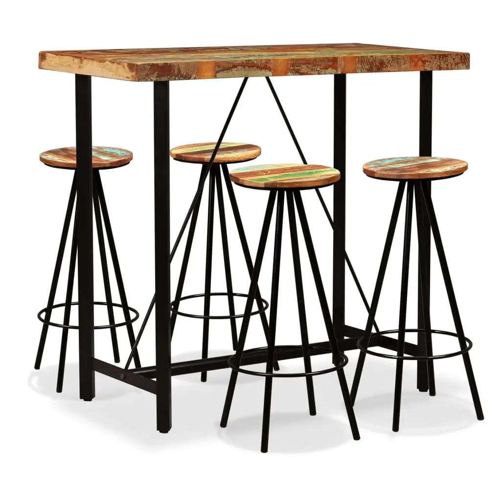 Bar Set 5 Pieces Solid Wood Reclaimed 275143 - Furniture
