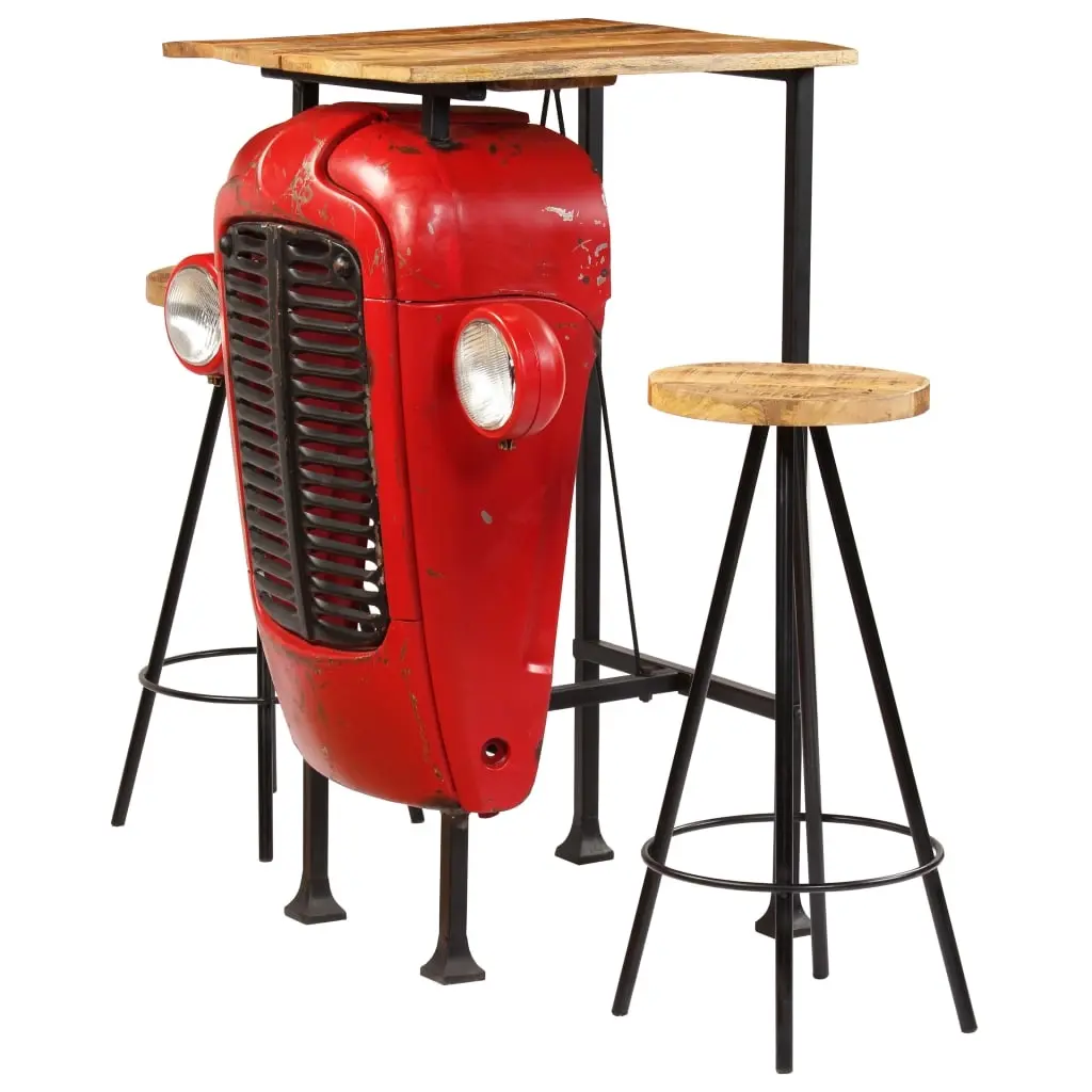 Bar Set 3 Piece Solid Mango Wood 60x60x107 cm 246240 - Furniture