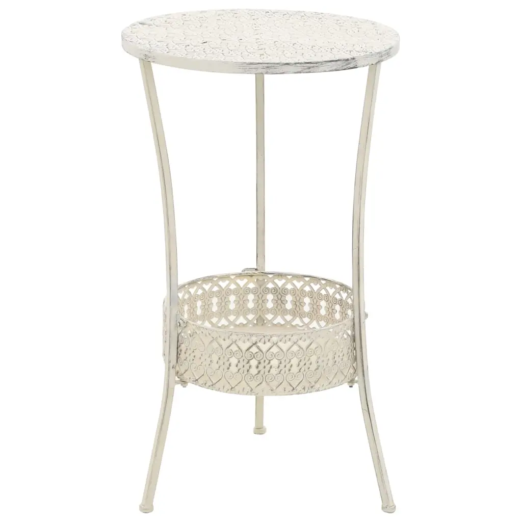 Bistro Table Vintage Style Round Metal 40x70 cm White 245938 - Furniture