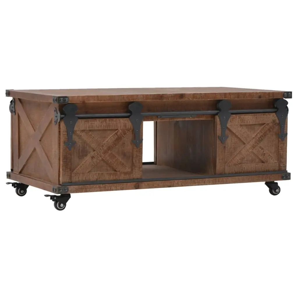 Coffee Table Solid Fir Wood 91x51x38 cm Brown 246119 - Furniture
